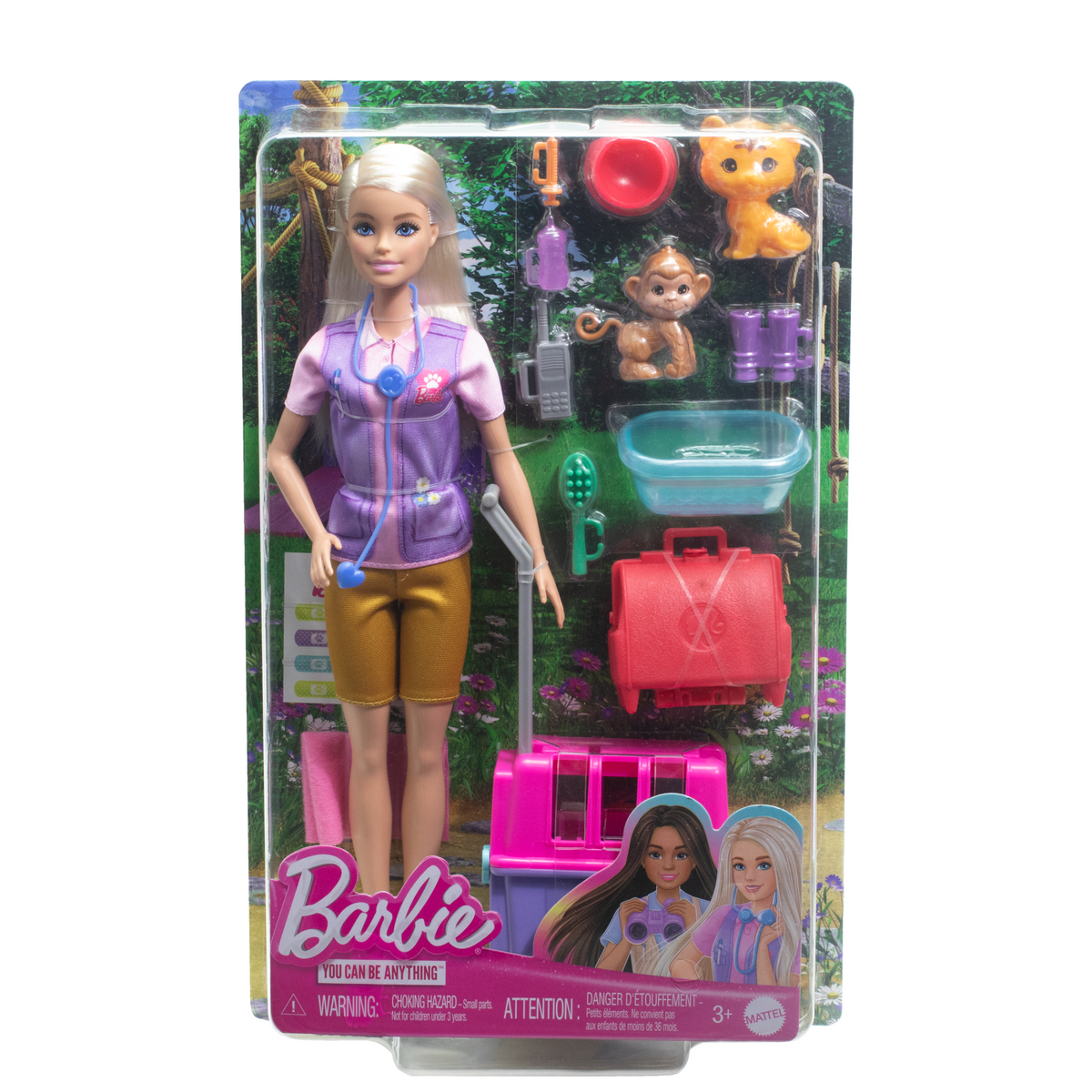 Barbie-Sauvetage D’Animaux-Coffret Poupée Blonde et Accessoires