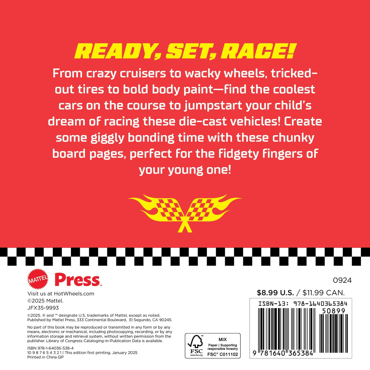 Hot Wheels Ready, Set, Race! Board Book For Babies & Toddlers, 100 Car Illustrations
