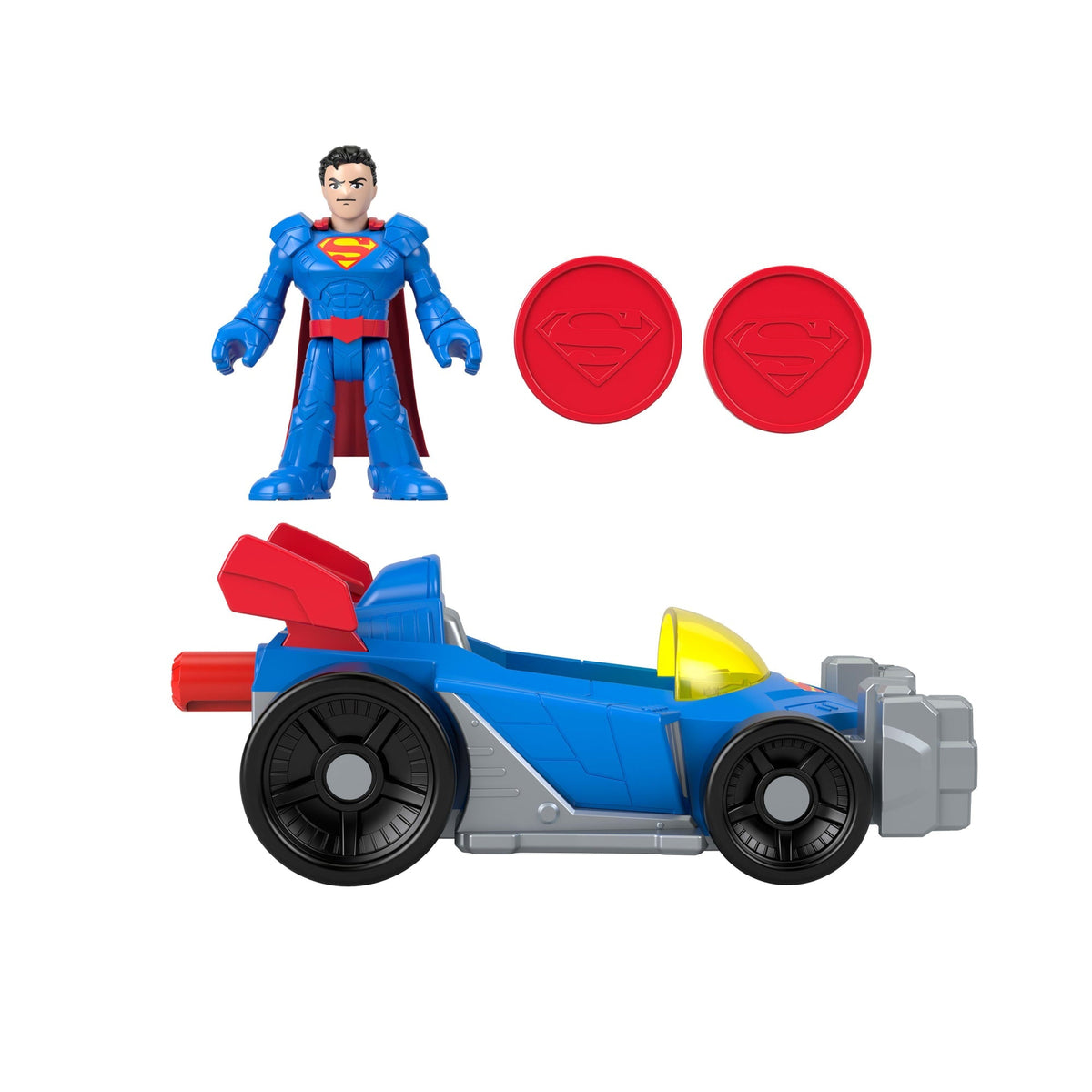 Fisher-Price Imaginext DC Super Friends Metal Force Supermobile Toy Car & Superman Action Figure Set
