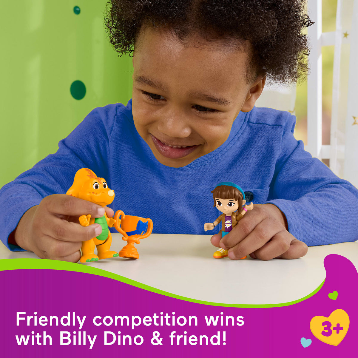 Fisher-Price Barney's World Barney's Friend Mel & Billy Dino Figure Set For Kids, 3 Toys
