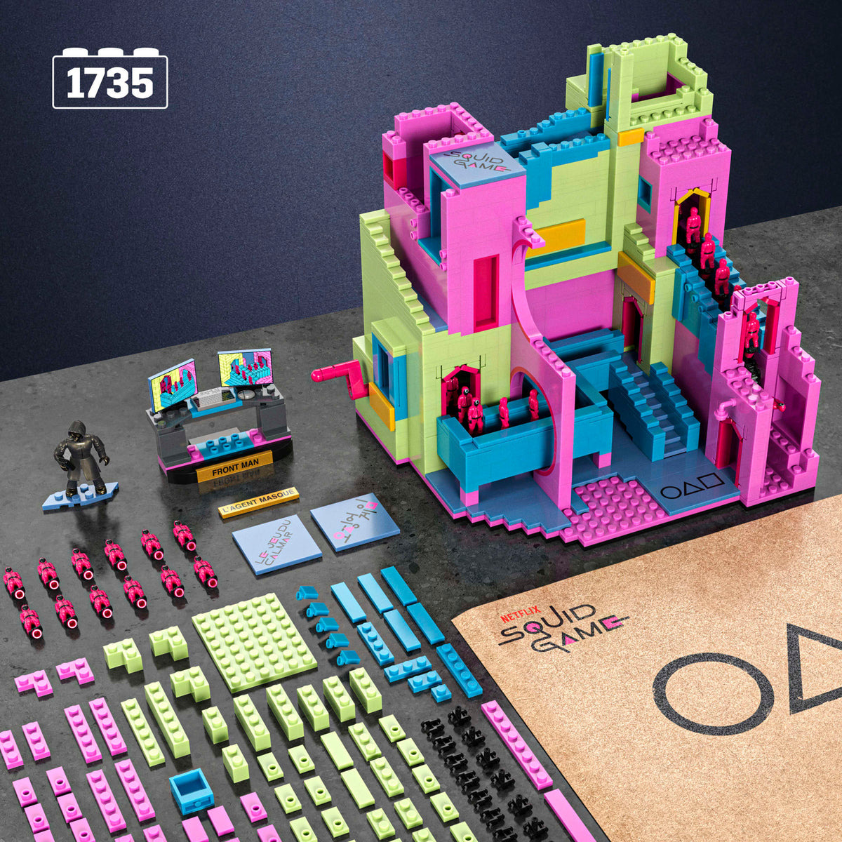 MEGA Squid Game Staircase Building Toy Kits With Action Figure (1707 Pieces) For Collectors