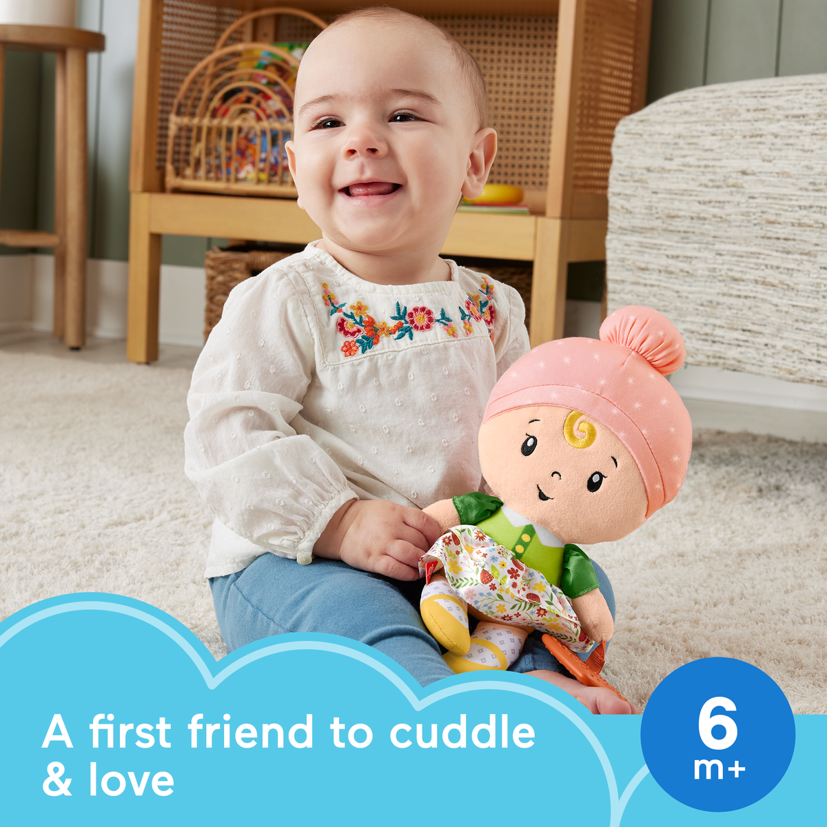 Fisher-Price Cuddle & Chime First Babydoll infant Sensory Toy, Styles May Vary