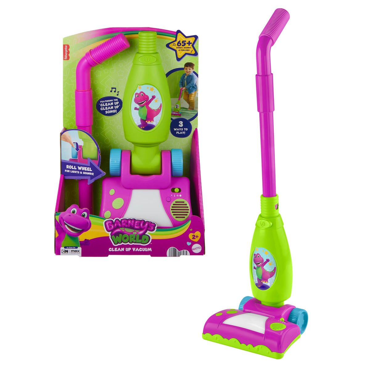Fisher-Price Barney's World Clean Up Vacuum Electronic Toddler Toy With Lights, Music & Games
